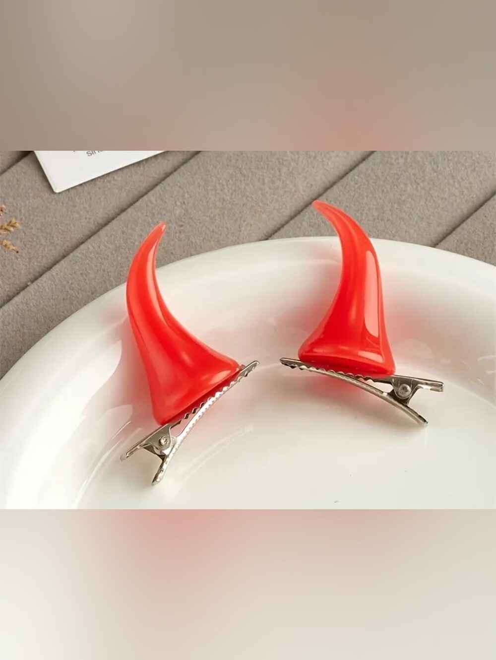 Red Baby Devil Horn Hair Clips - Women Accessories